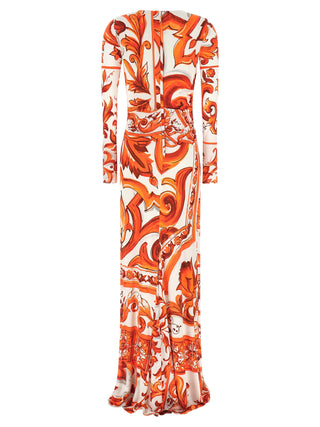 Orange Viscose Long Dress