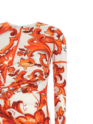 Orange Viscose Long Dress