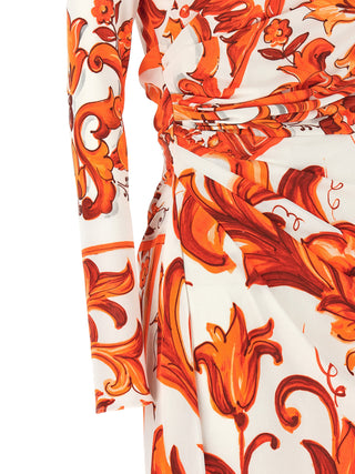 Orange Viscose Long Dress