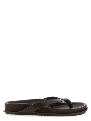 Brown Cowhide Slides