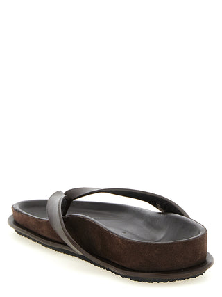 Brown Cowhide Slides