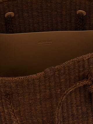 Brown Raffia Tote Bag