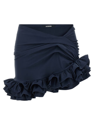 Falda larga azul de poliamida