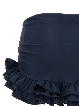 Falda larga azul de poliamida