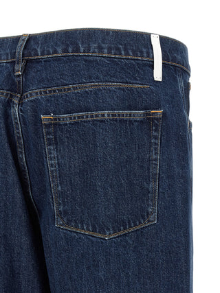 Blue Cotton Straight-Leg Jeans