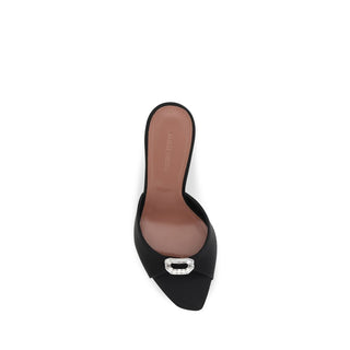 Black Silk Stiletto Heel Sandals