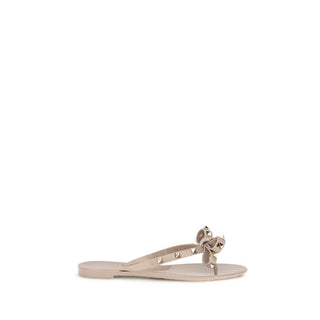 Sandalias beige de algodón tipo flip-flop  