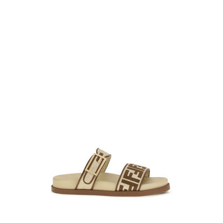 Sandalias planas de rafia marrón