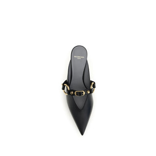 Black Calf Leather Bos Taurus Mules