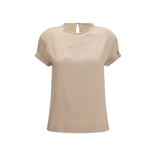 Beige Elastane Blouse