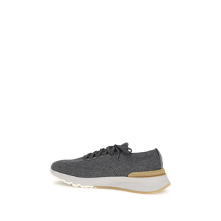 Blue Cotton Low Top Sneakers