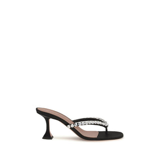 Sandalias de tacón stiletto negras de seda