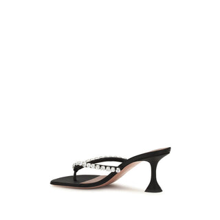 Black Silk Stiletto Heel Sandals