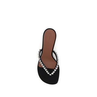 Black Silk Stiletto Heel Sandals