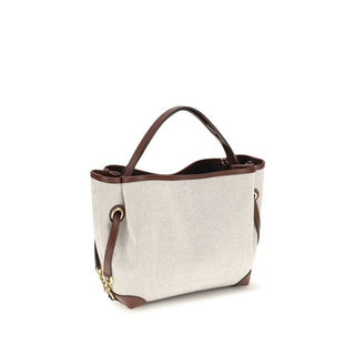 Bolso de mano beige de tela