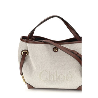 Bolso de mano beige de tela