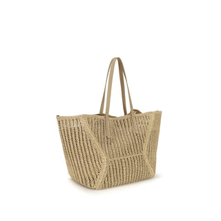 Beige Raffia Shoulder Bag