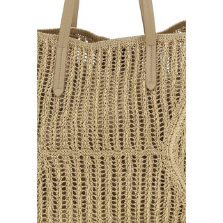 Beige Raffia Shoulder Bag