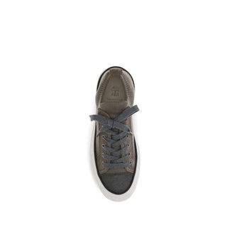 Brown Cotton Low Top Sneakers