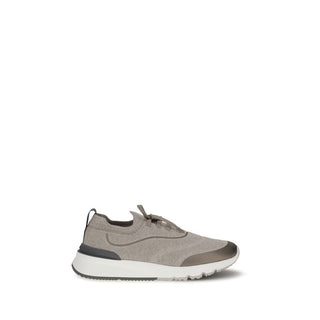 Brown Cotton Athletic Sneakers