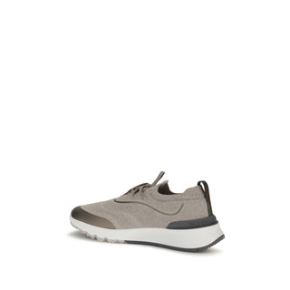 Brown Cotton Athletic Sneakers