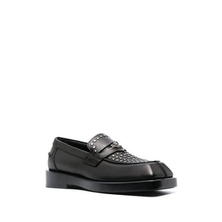 Black Leather Slip-On Loafers