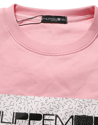 Pink Cotton Logo Long Sleeves Pullover Sweater