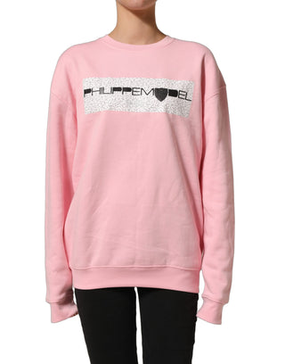 Pink Cotton Logo Long Sleeves Pullover Sweater