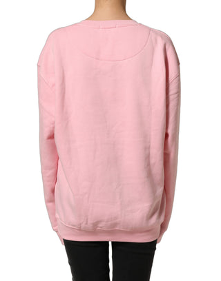 Pink Cotton Logo Long Sleeves Pullover Sweater