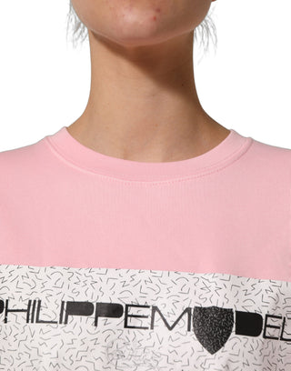 Pink Cotton Logo Long Sleeves Pullover Sweater