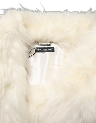 Abrigo chaqueta de manga larga de piel sintética blanca