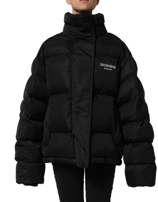 Black DGVIB3 Embroidered Padded Puffer Jacket