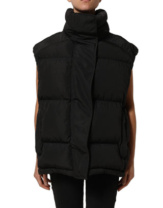 Black Polyester Sleeveless Padded Men Puffer Jacket