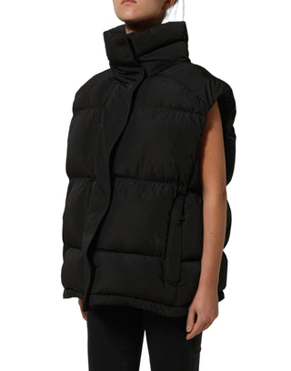 Black Polyester Sleeveless Padded Men Puffer Jacket