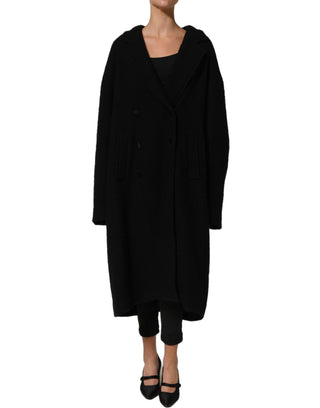 Abrigo trench coat negro de doble botonadura para hombre