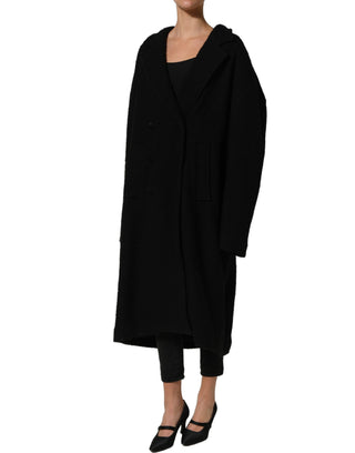 Abrigo trench coat negro de doble botonadura para hombre