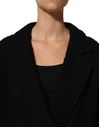 Abrigo trench coat negro de doble botonadura para hombre
