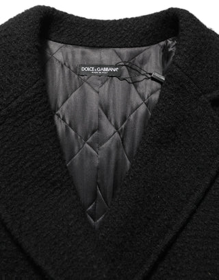 Abrigo trench coat negro de doble botonadura para hombre