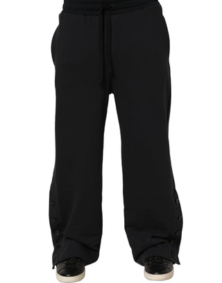 Black Drawstring Viscose Jogger Men Sweatpants Pants