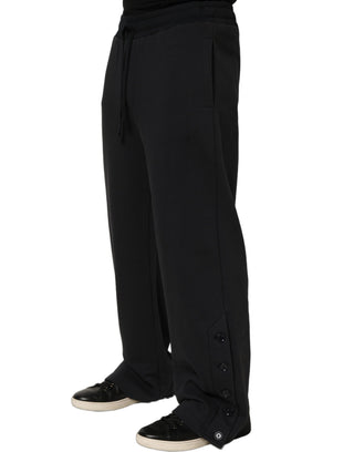 Black Drawstring Viscose Jogger Men Sweatpants Pants