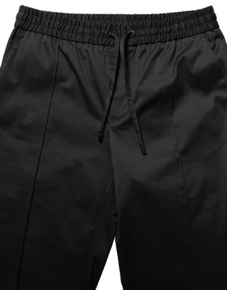 Pantalones jogger de algodón con cordón negros para hombre
