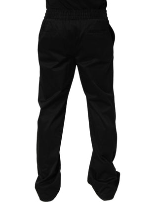 Pantalones jogger de algodón con cordón negros para hombre