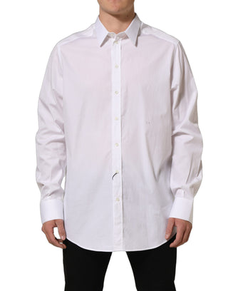 White Cotton Long Sleeves Men Dress Shirt