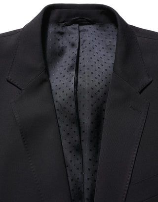 Traje formal de dos piezas ajustado de lana negra para hombre