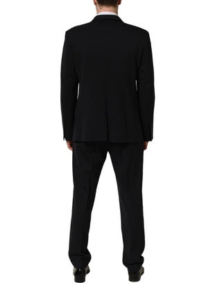 Traje formal de dos piezas ajustado de lana negra para hombre