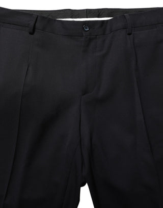 Traje formal de dos piezas ajustado de lana negra para hombre