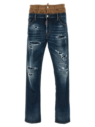 Jeans ajustados de algodón azul