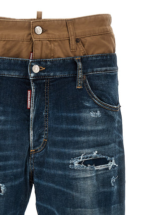 Jeans ajustados de algodón azul