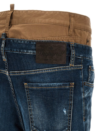 Jeans ajustados de algodón azul