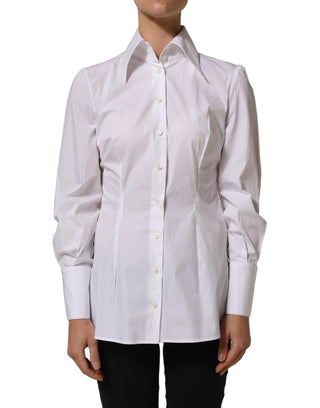 Camisa formal blanca de manga larga con cuello